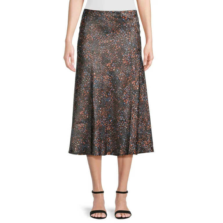 Time and Tru Women's Satin Midi Skirt with Side Slit, Sizes XS-XXXL | Walmart (US)