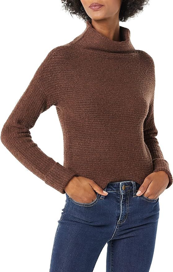 Amazon Brand - Daily Ritual Women's Cozy Boucle Horizontal Knit Long-Sleeve Mock Neck Sweater | Amazon (US)