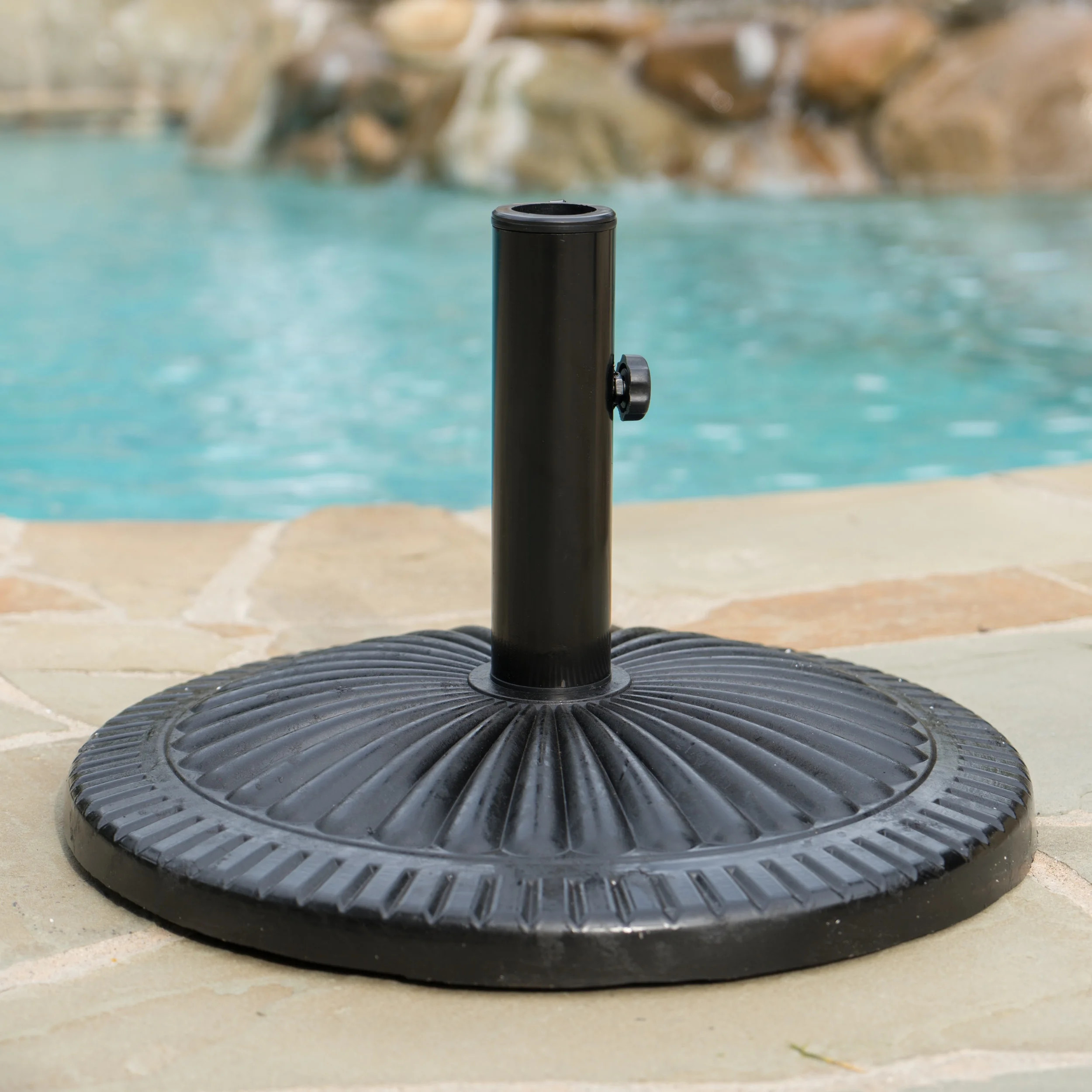 Parma Outdoor Resin and Steel Umbrella Base, Black | Walmart (US)