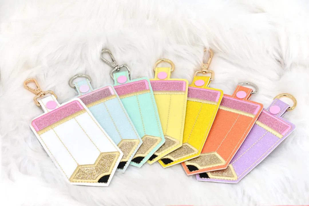 Pencil ID Holder, Personalized Bag Tag, Glitter Custom ID Holder, Vertical ID Card Case, Lanyard ... | Etsy (US)