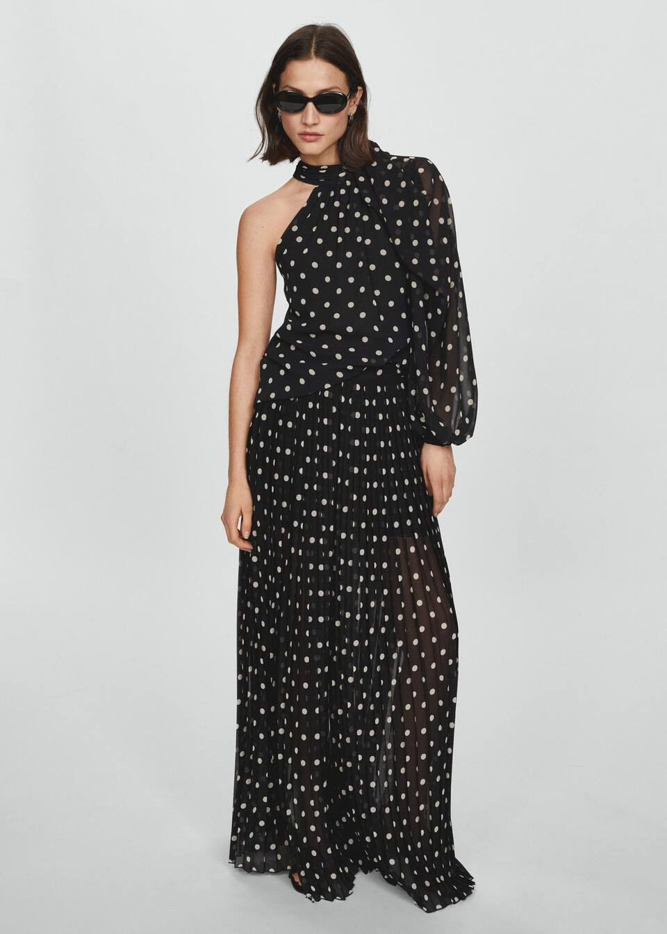 Polka dot pleated pants -  Women | Mango United Kingdom | MANGO (UK)