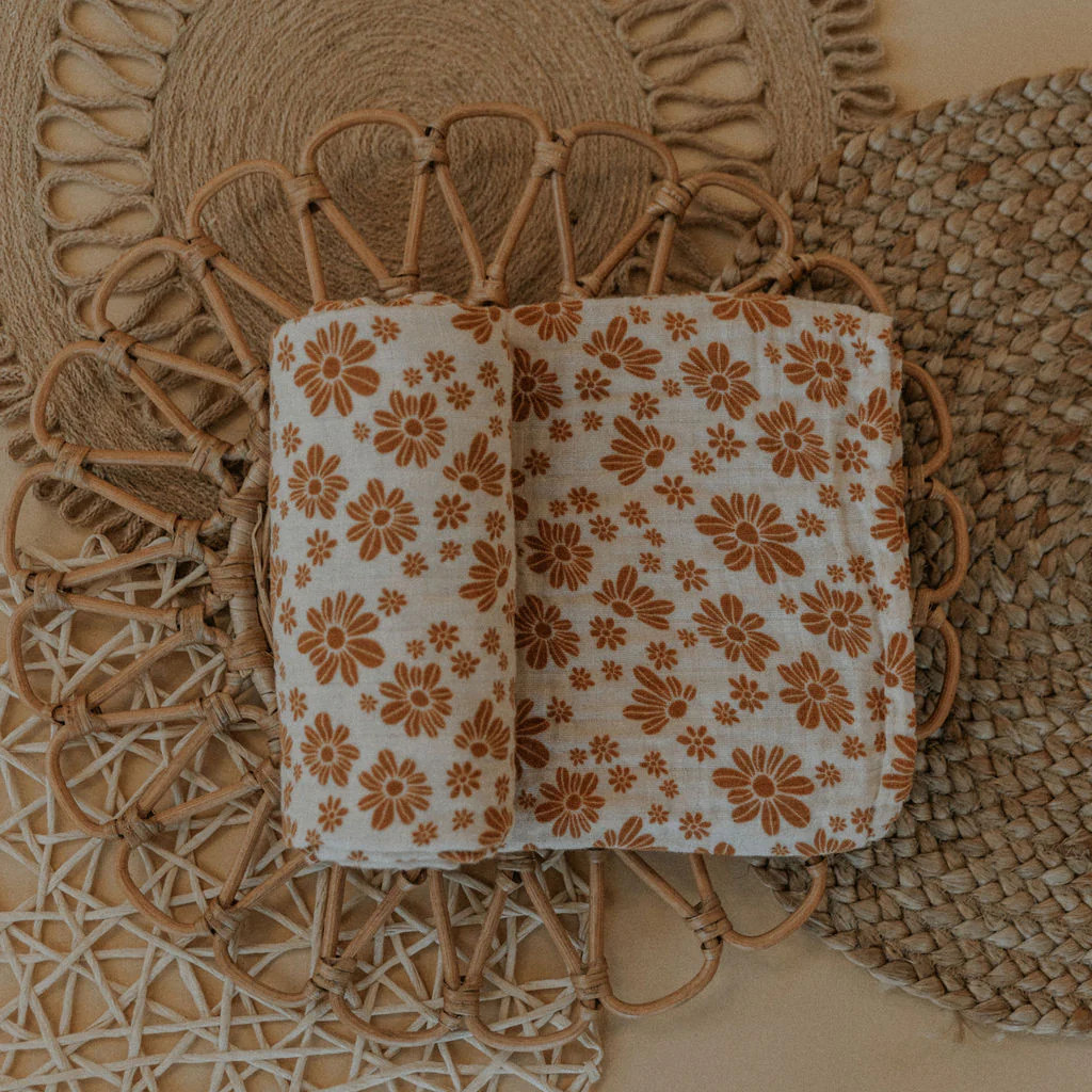 Retro Floral Muslin Swaddle | Brixton Phoenix