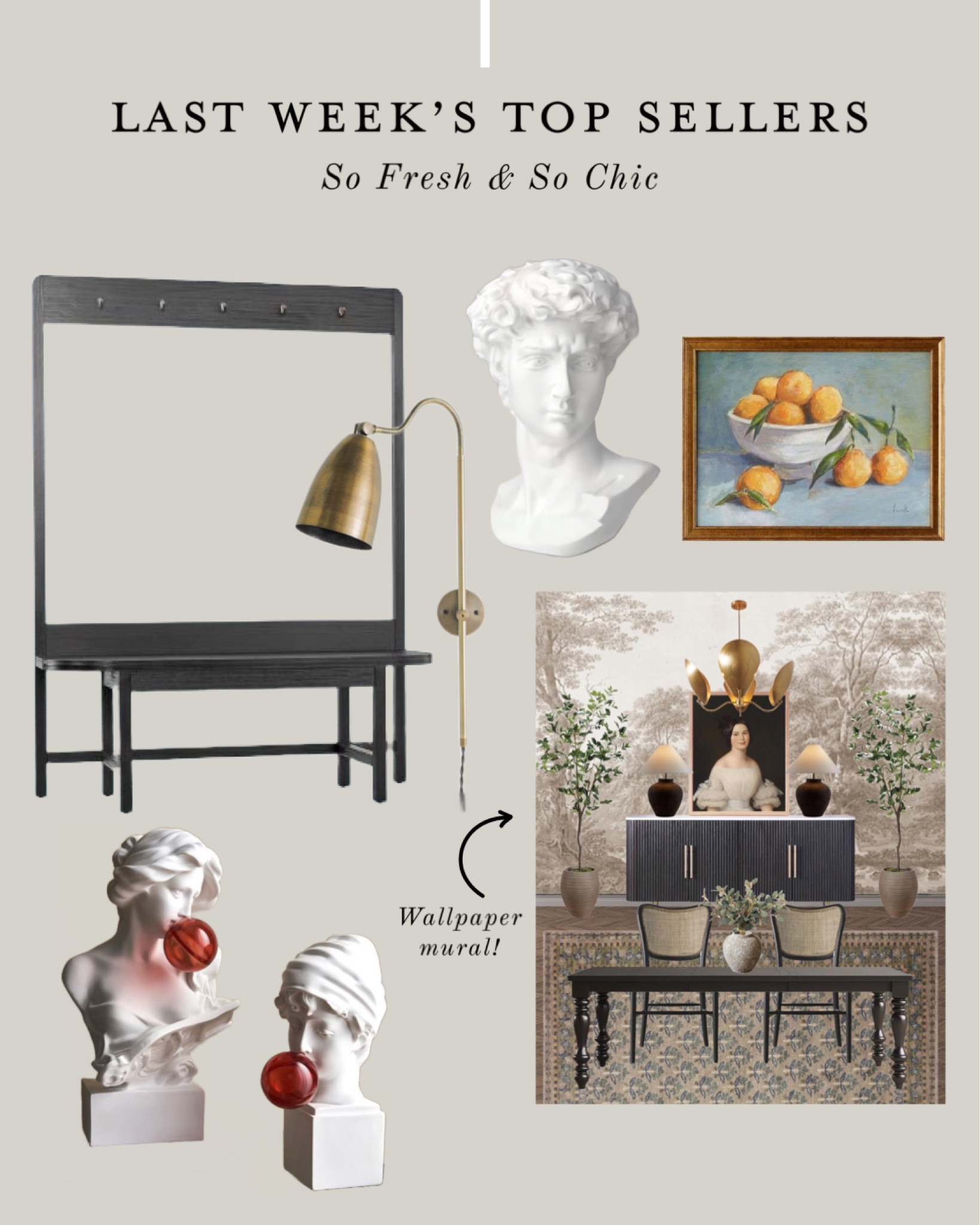 Last week’s top sellers!
-
Green bust - Roman bust - eclectic art - framed oranges art print Studio McGee Threshold Target - affordable decor - Etsy busts - Target entry way furniture - entry way bench black - vintage landscape wallpaper mural - dining room design - brass wall sconce - affordable lighting - affordable bedroom decor 

#LTKunder100 #LTKhome