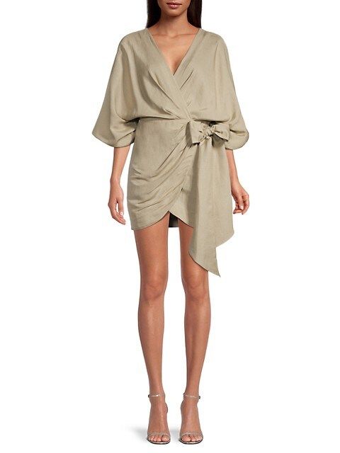 Significant Other Kenna Linen-Blend Wrap Dress | Saks Fifth Avenue