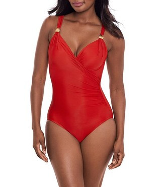 Miraclesuit Razzle Dazzle Siren Underwire Shaping V-Neck One Piece Swimsuit | Dillard's | Dillard's
