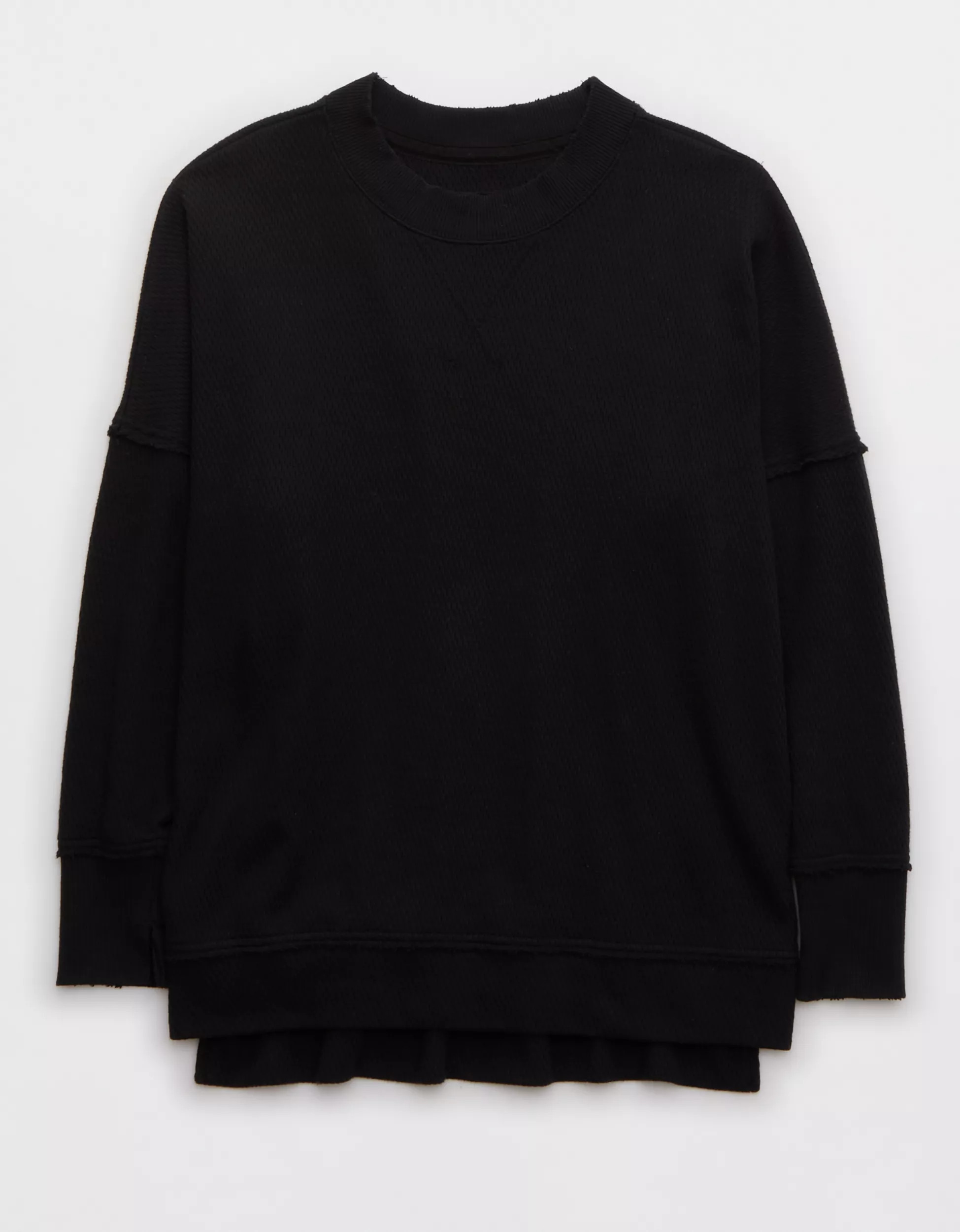 Aerie The Happiest Textured Oversized Crew Sweatshirt | Aerie