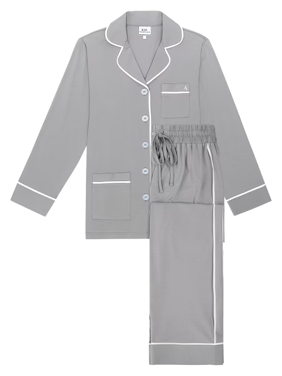 KIP. Monogrammed Cotton Two-Piece Pajama Set | Saks Fifth Avenue | Saks Fifth Avenue