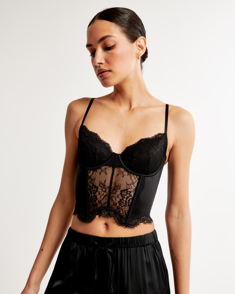 Lace and Satin Balconette Corset | Abercrombie & Fitch (US)