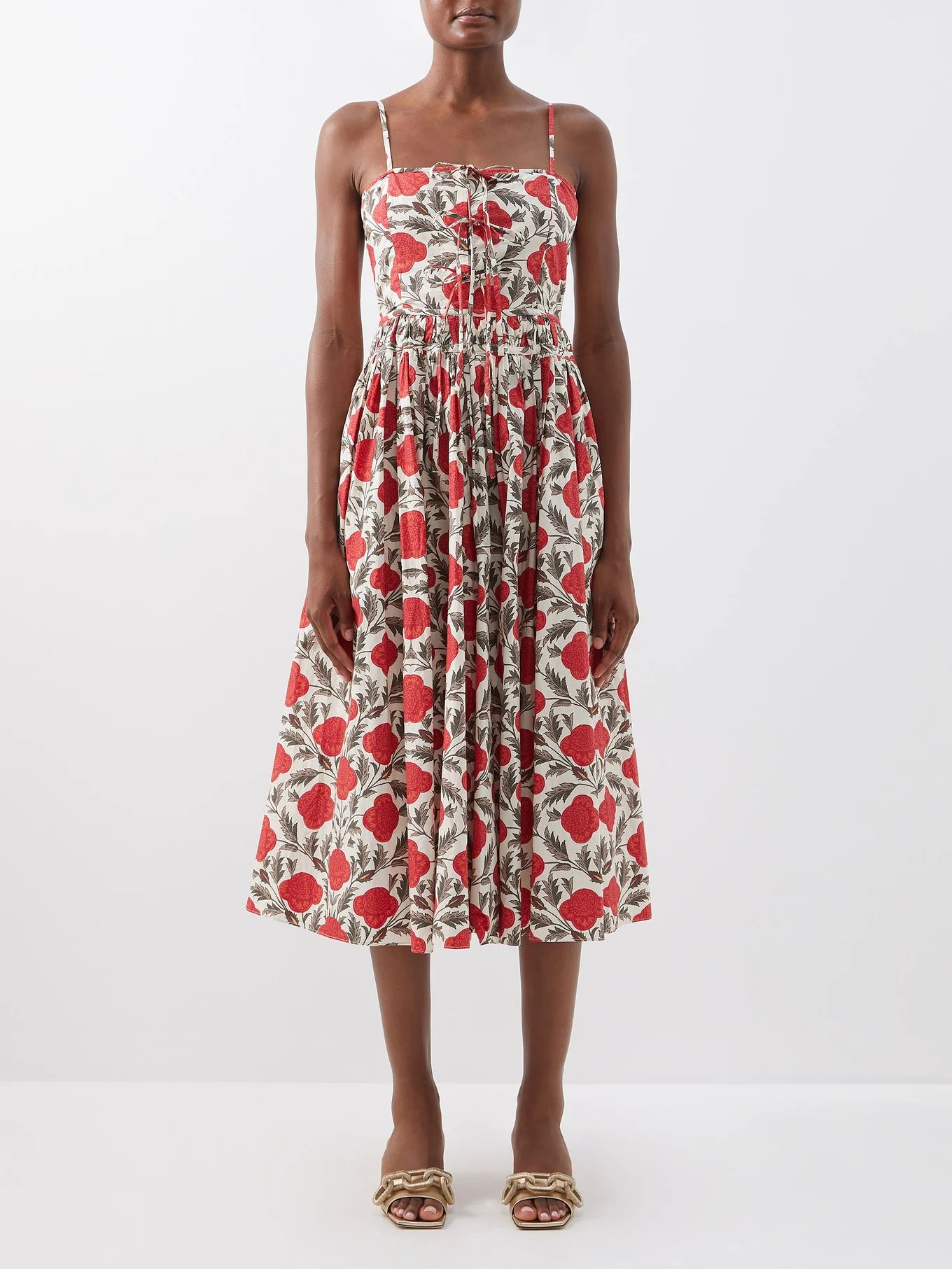 Katrina floral cotton-poplin midi dress | RHODE | Matches (US)