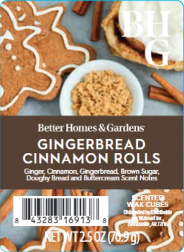 Gingerbread Cinnamon Rolls Scented Wax Melts, Better Homes & Gardens, 2.5 oz (1-Pack) | Walmart (US)