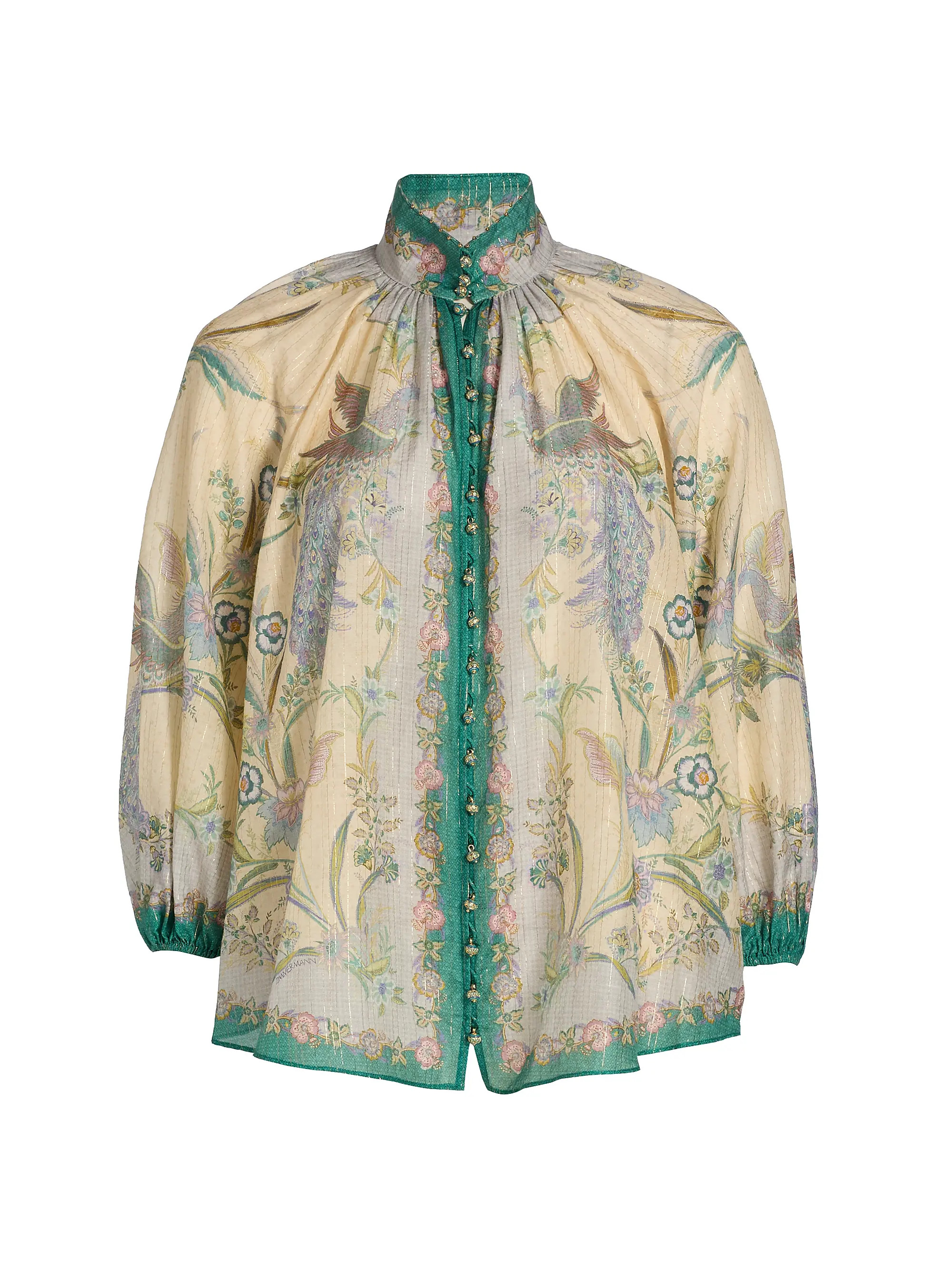 Indra Peacock Cotton-Silk Billow Blouse | Saks Fifth Avenue