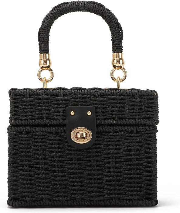 KUANG! Handwoven Rattan Bag for Women Woven Straw Square Crossbody Bag Vintage Basket Purse Beach... | Amazon (US)