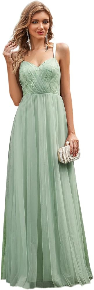 Ever-Pretty Maxi Women Dresses Sleeveless Sequin Tulle Bridesmaid Dress with Cross-Back Straps Evening Dresses 2164 | Amazon (UK)