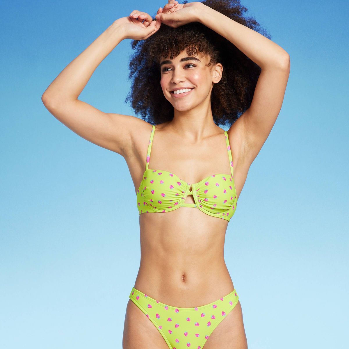 Women's Underwire Bikini Top - Wild Fable™ Green Strawberry Print S | Target
