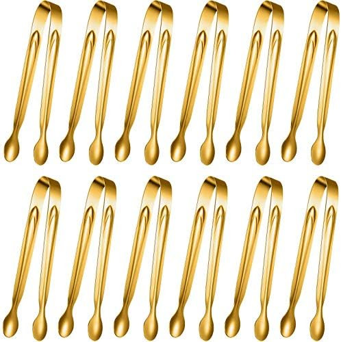 Gejoy 12 Pieces Mini Tongs Stainless Steel Small Sugar Serving Tongs for Charcuterie Board Appeti... | Amazon (US)