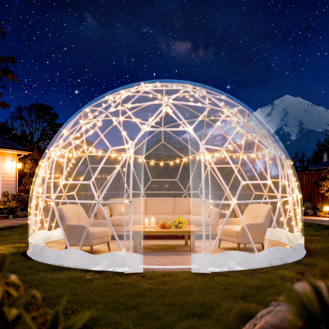 Garden Dome Tent 12*7.2FT, 360° View Geodesic Dome Greenhouse with PVC Clear Cover, Waterproof G... | Amazon (US)