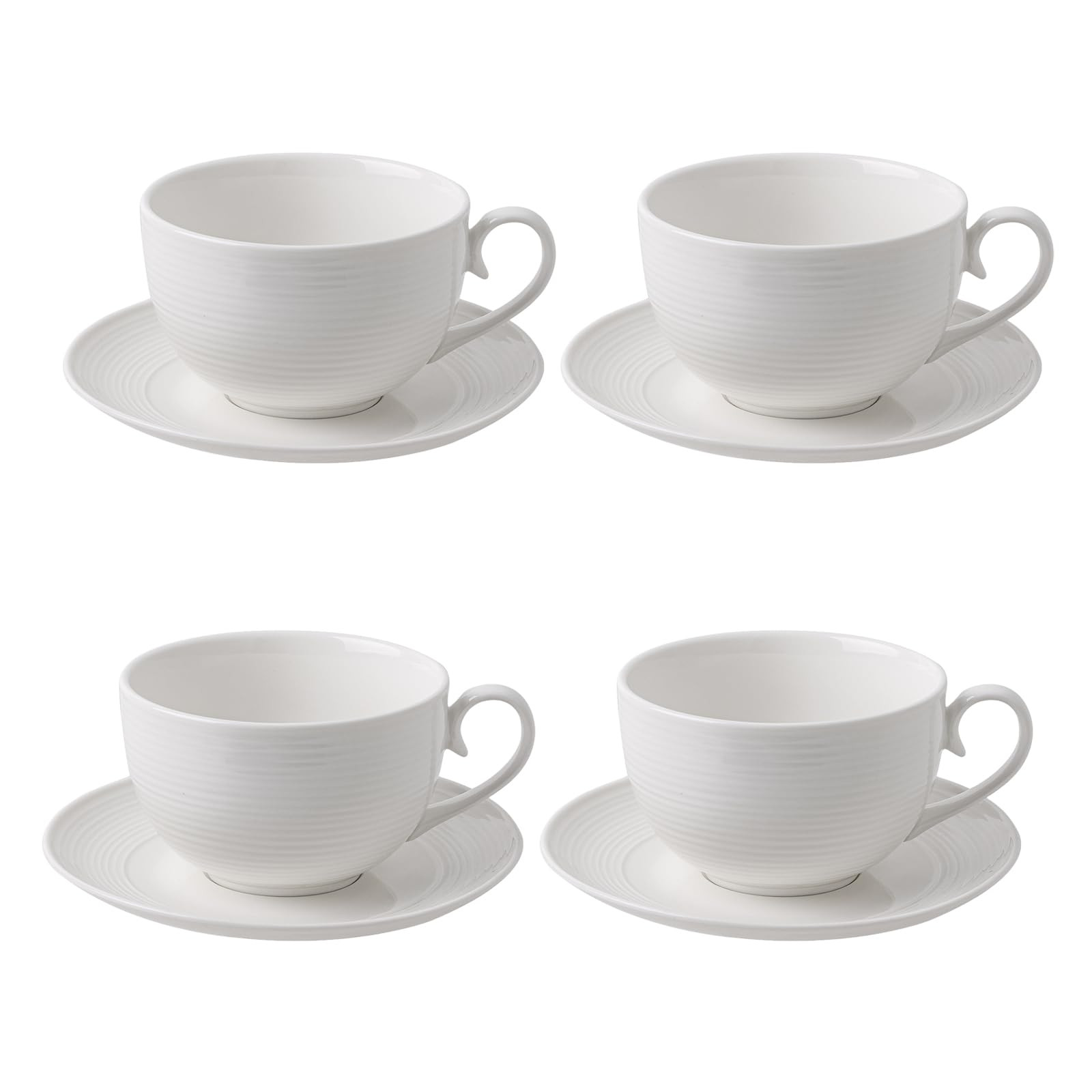 4Pcs Coffee Cups with Saucers - 12oz Ceramic Espresso Cappuccino Cups Set, White Tea Mugs and Sau... | Amazon (US)