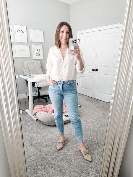One of my favorite outfits and it is so simple! A pair of jeans, a white shirt, and loafers. That’s it! 

#LTKunder50 #LTKworkwear #LTKstyletip