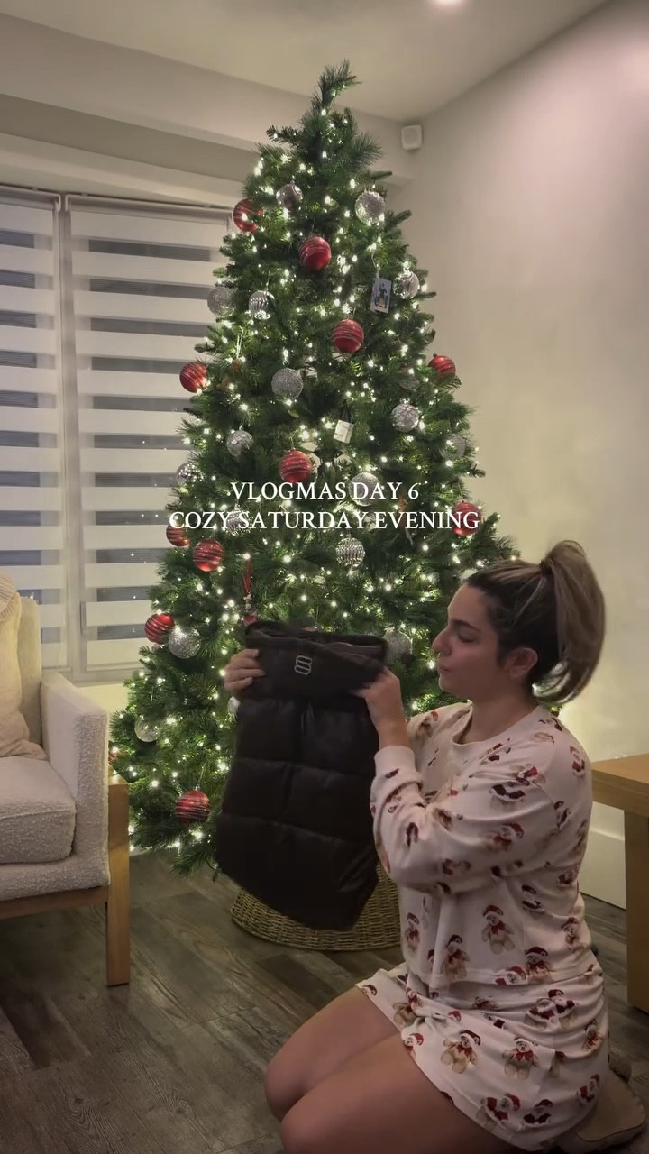 Vlogmas Day 6 ✨ Cozy night in — Christmas PJs, nighttime skincare, tree lights on, SLOMW playing… and of course Penne had to try on her ruff puff from Aritzia. She officially won the night 🤍🐾

#VlogmasDay6 #Vlogmas2025 #CozyNightIn #HolidayVibes #NightRoutine #DogMomLife #AritziaCommunity #DecemberNights #CozyAesthetic #VlogmasReels