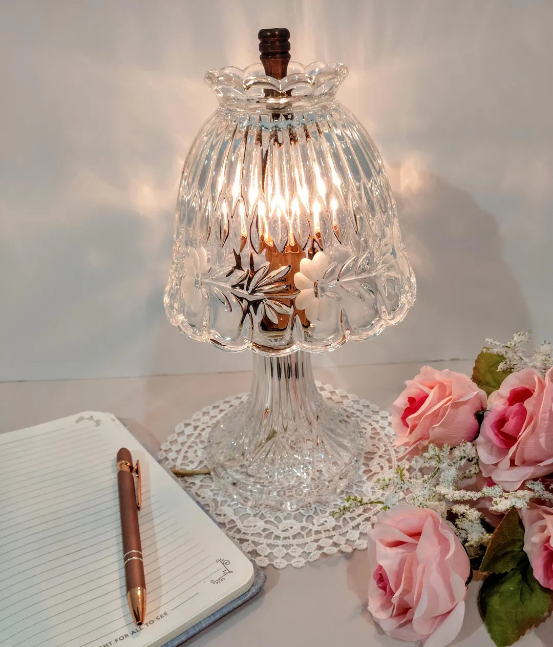 Princess House Heritage Crystal Boudoir Lamp With Shade - Etsy | Etsy (US)