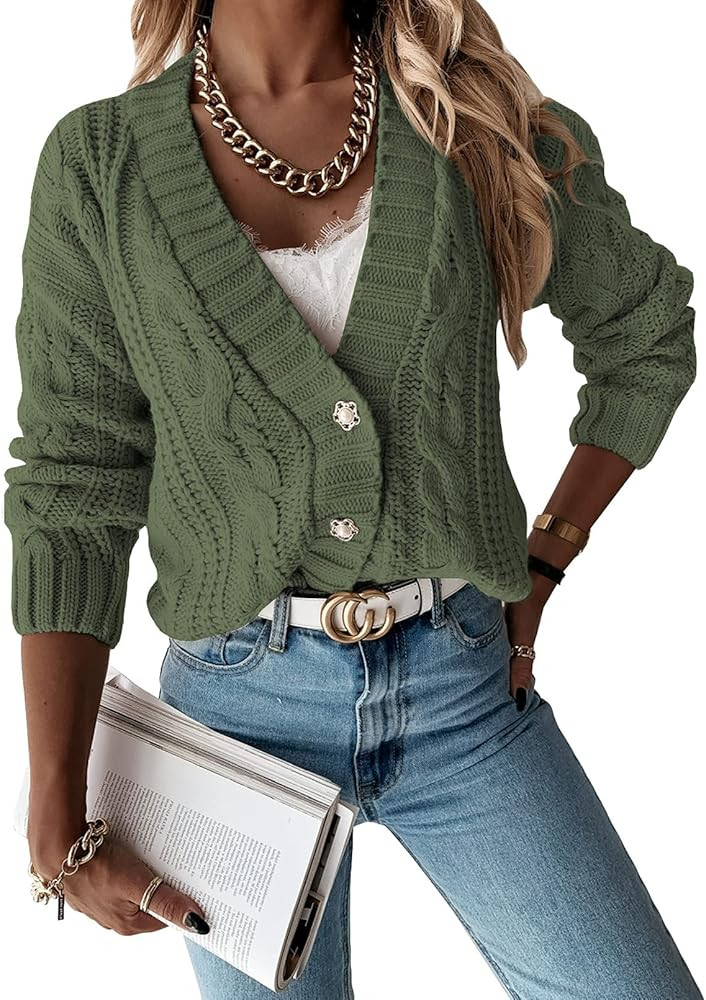 Astylish Womens Open Front Cardigan Knit Sweater Outerwear Coat with Button | Amazon (US)