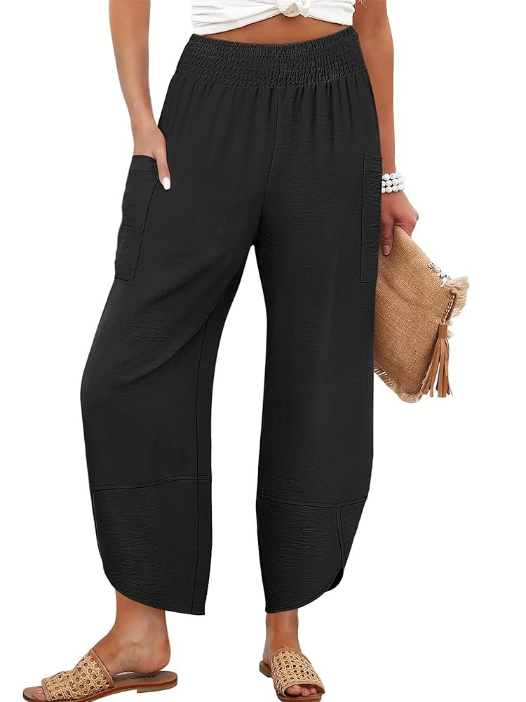 ANRABESS Womens Wide Leg Palazzo Capri Pants 2025 Summer Casual Loose High Waisted Lounge Flowy C... | Amazon (US)