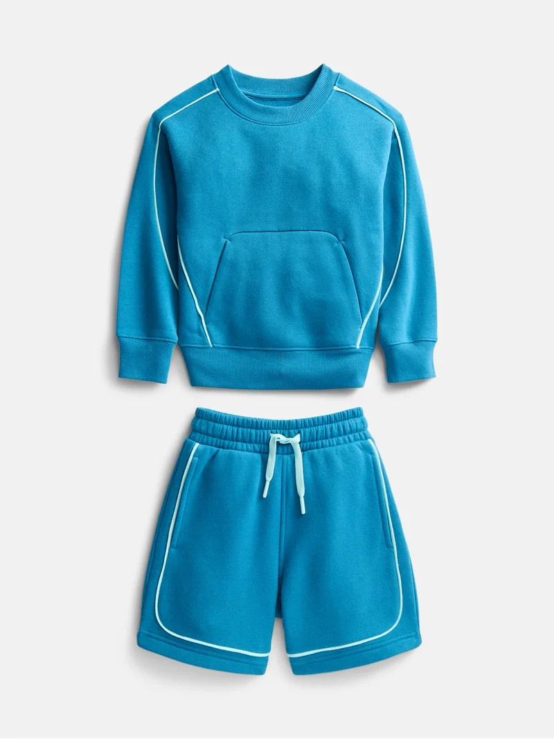 Athletic Works Boys Fleece Sweatshirt and Sweatshorts Set, 2 Piece, Sizes 4-18 & Husky | Walmart (US)