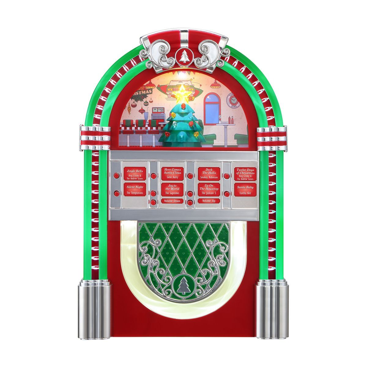 Mr. Christmas 10.3" Retro Rock-O-Rama Vintage Musical Jukebox - Red | Target
