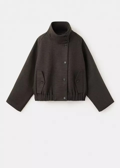 Checked jacket with funnel neck | MANGO (UK)