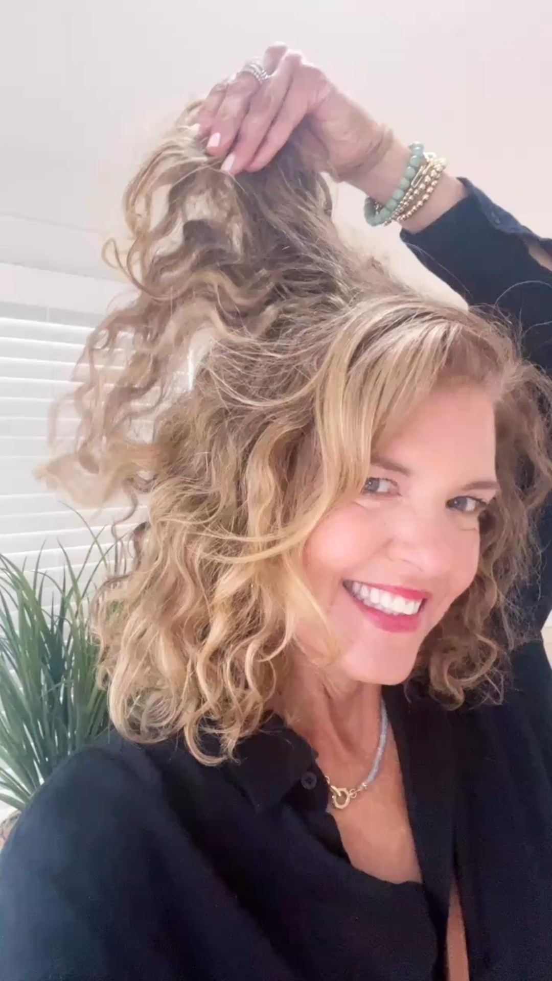 I still prefer smooth but in summer this  an easy curly routine. 1. Wash with no lather shampoo 2. Amika smoother for one minute (or longer if I have time) 3. Curl cream 4. Curl gel 5. Air dry then the oil 

#LTKBeauty #LTKOver40