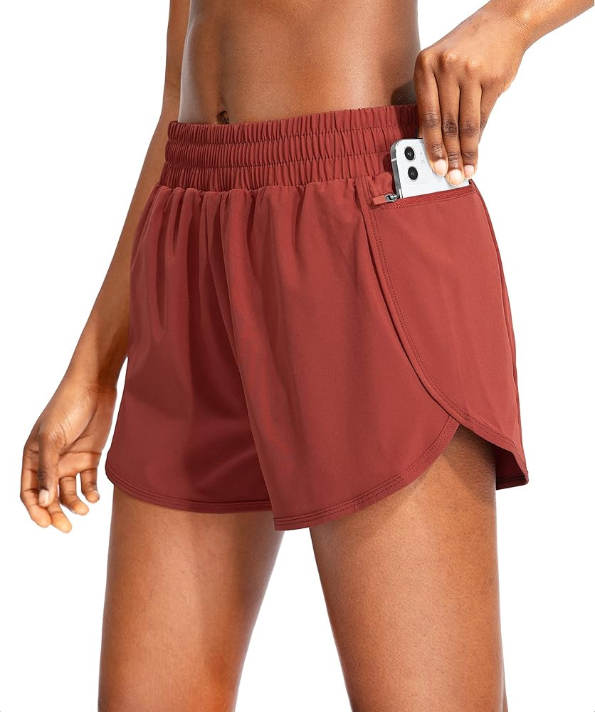 Soothfeel Womens Running Shorts with Zipper Pockets 3"/5" High Waisted Athletic Gym Workout Short... | Amazon (US)