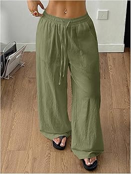 SweatyRocks Women's Loose Straight Leg Y2K Pants Drawstring Low Waist Long Trousers with Pockets ... | Amazon (US)