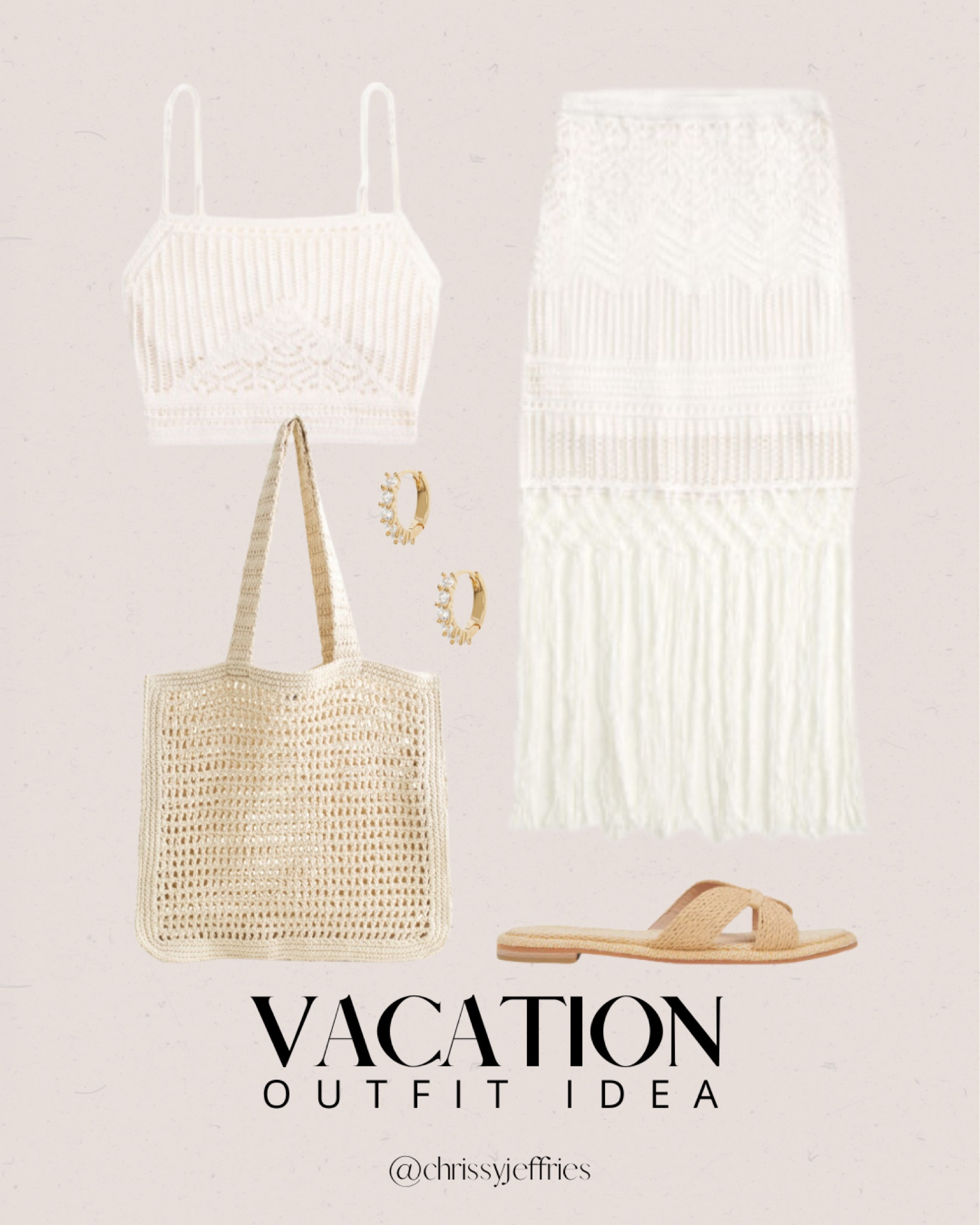Elevate your vacation wardrobe with this boho-inspired crochet outfit. Perfect for beach days and summer vacations, this look features a chic crochet top and skirt set, complemented by woven accessories and gold hoop earrings. Ideal for capturing those effortless summer vibes.

 #BeachFashion #VacationOutfit #CrochetStyle #BohoChic #SummerVacationLooks

#LTKtravel #LTKsummer