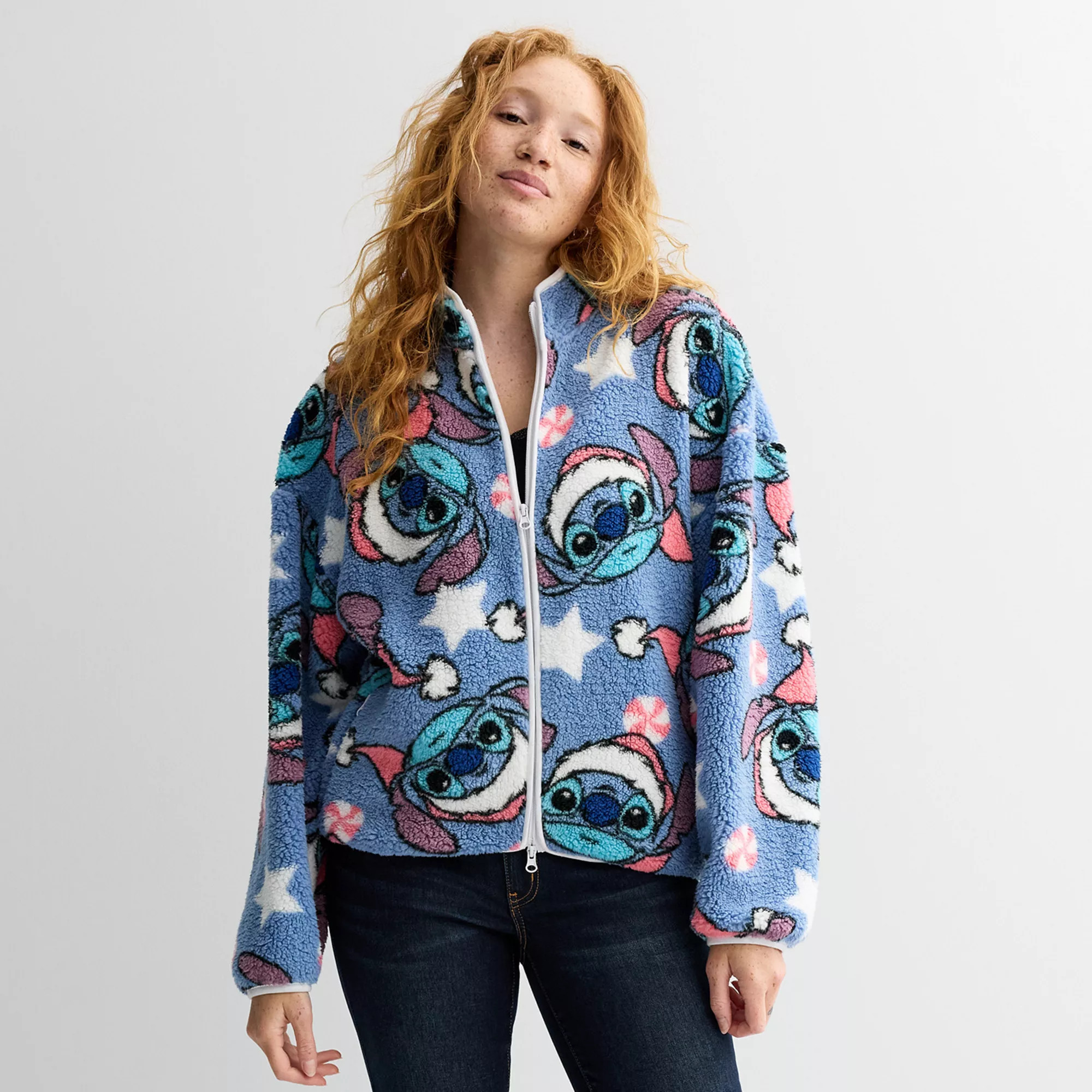 Juniors' Disney Stitch Long Sleeve Zip Jacket | Kohl's