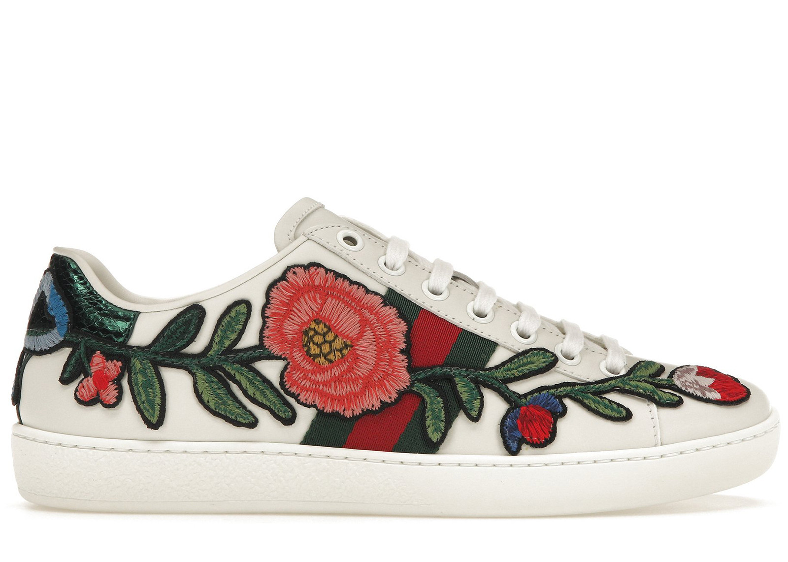 Women's Gucci Ace Embroide Floral Sneakers in White/Red/Green | StockX