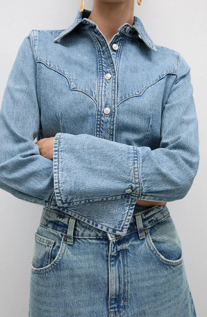 MANGO Venetia Denim Western Jacket | Nordstrom | Nordstrom