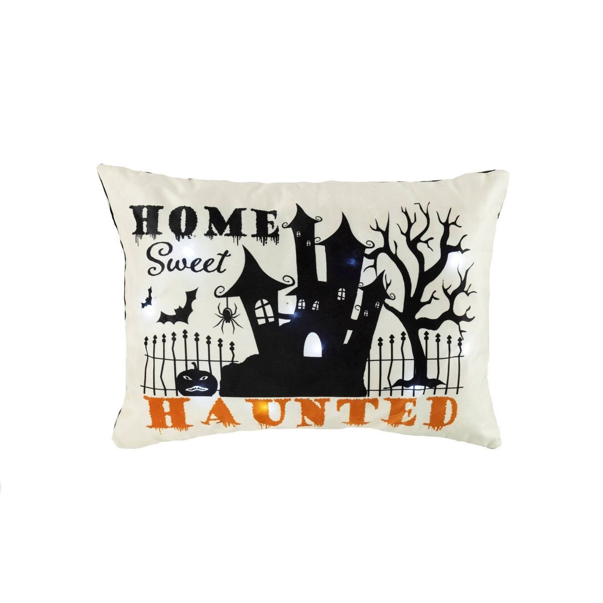 13"x18" Sweet Haunted Home LED Halloween Lumbar Throw Pillow White - Lush Décor | Target