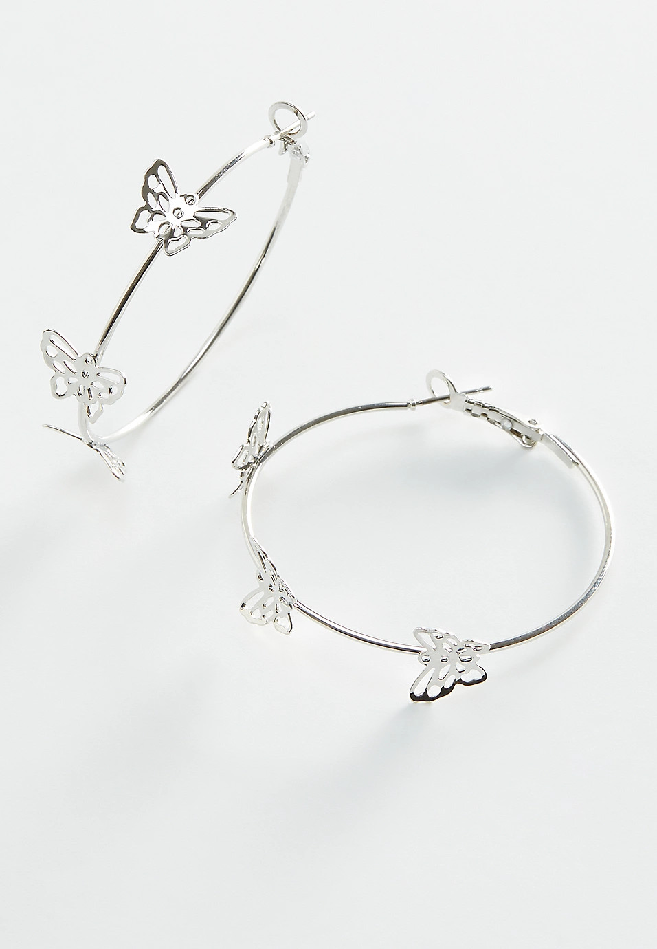 Silver Butterfly Hoop Earrings | Maurices