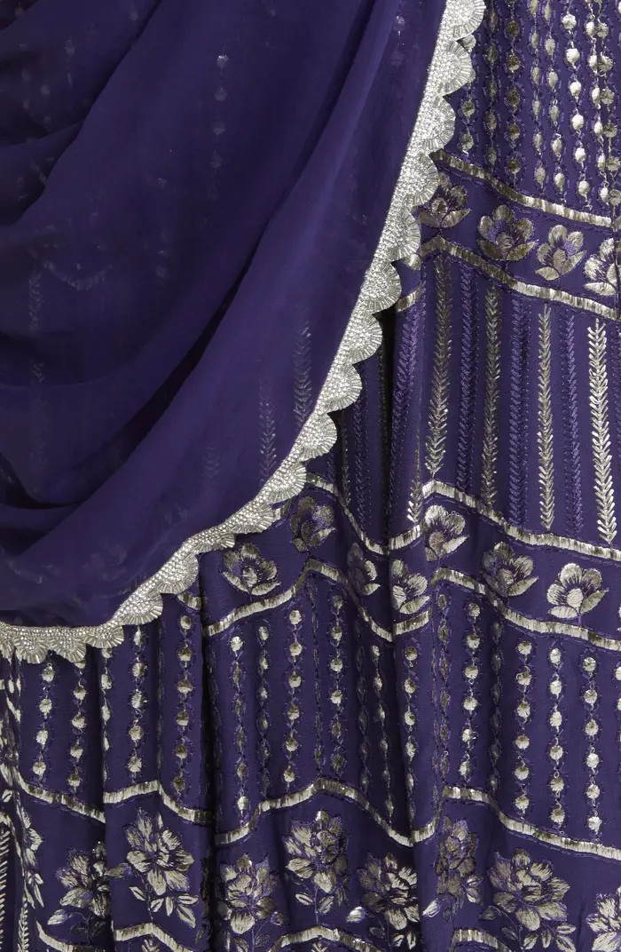 Anjali Metallic Embroidered Anarkali with Dupatta | Nordstrom