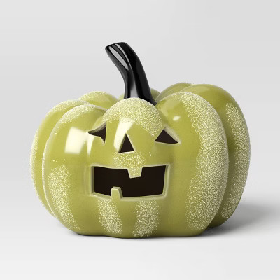 Ceramic Jack-o-Lantern Pumpkin Halloween Decorative Figurine Green - Hyde & EEK! Boutique™ | Target