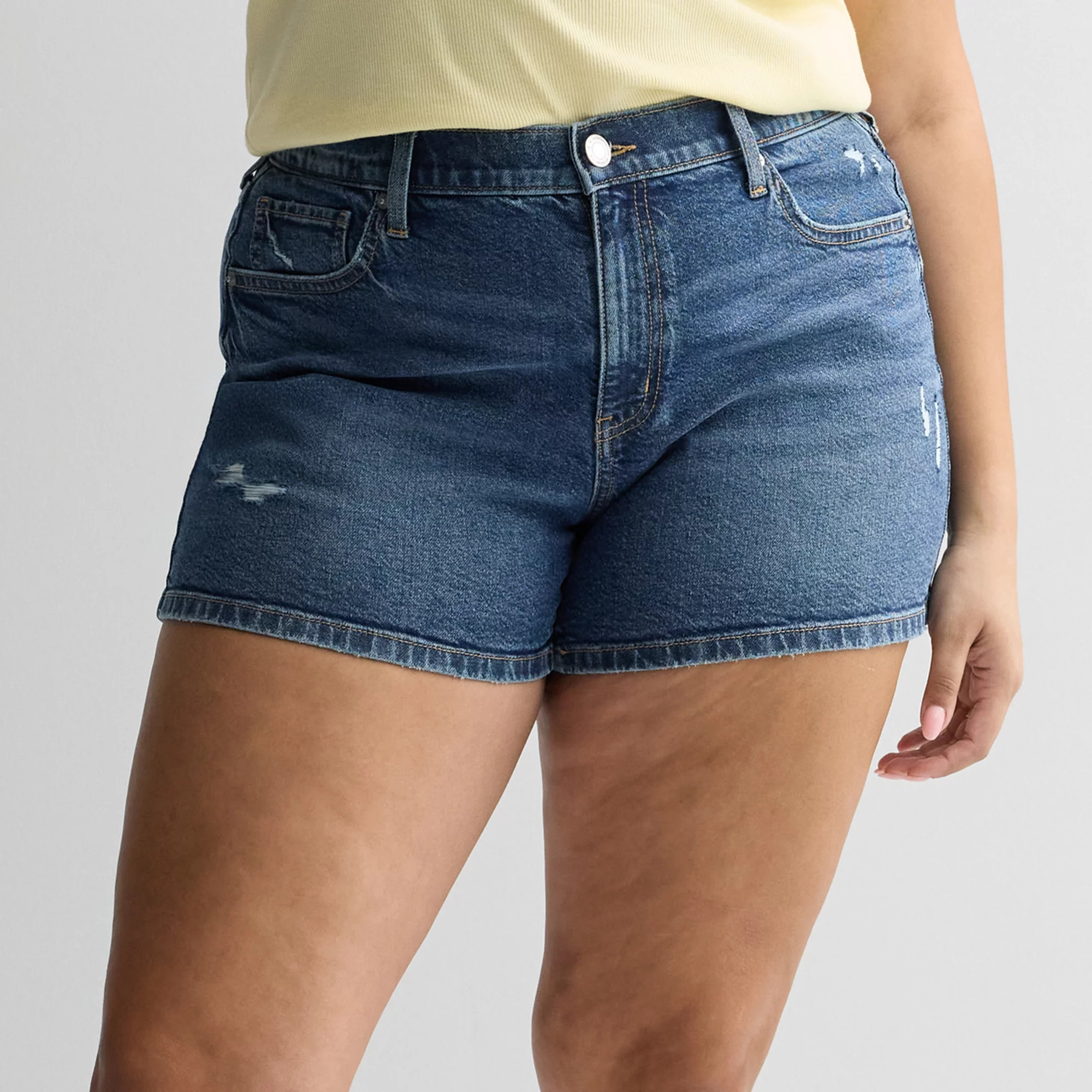 Juniors' Plus Size SO® Mid Rise Relaxed Midi Denim Shorts | Kohl's