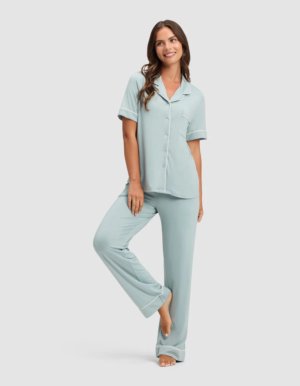 Women's Bamboo Stretch-Knit Short Sleeve & Pant Pajama Set | Cozy Earth