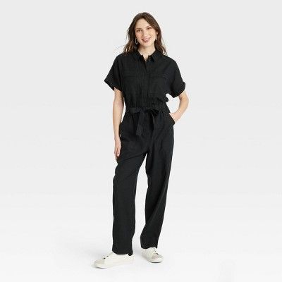 Women's Short Sleeve Linen Boilersuit - Universal Thread™ | Target