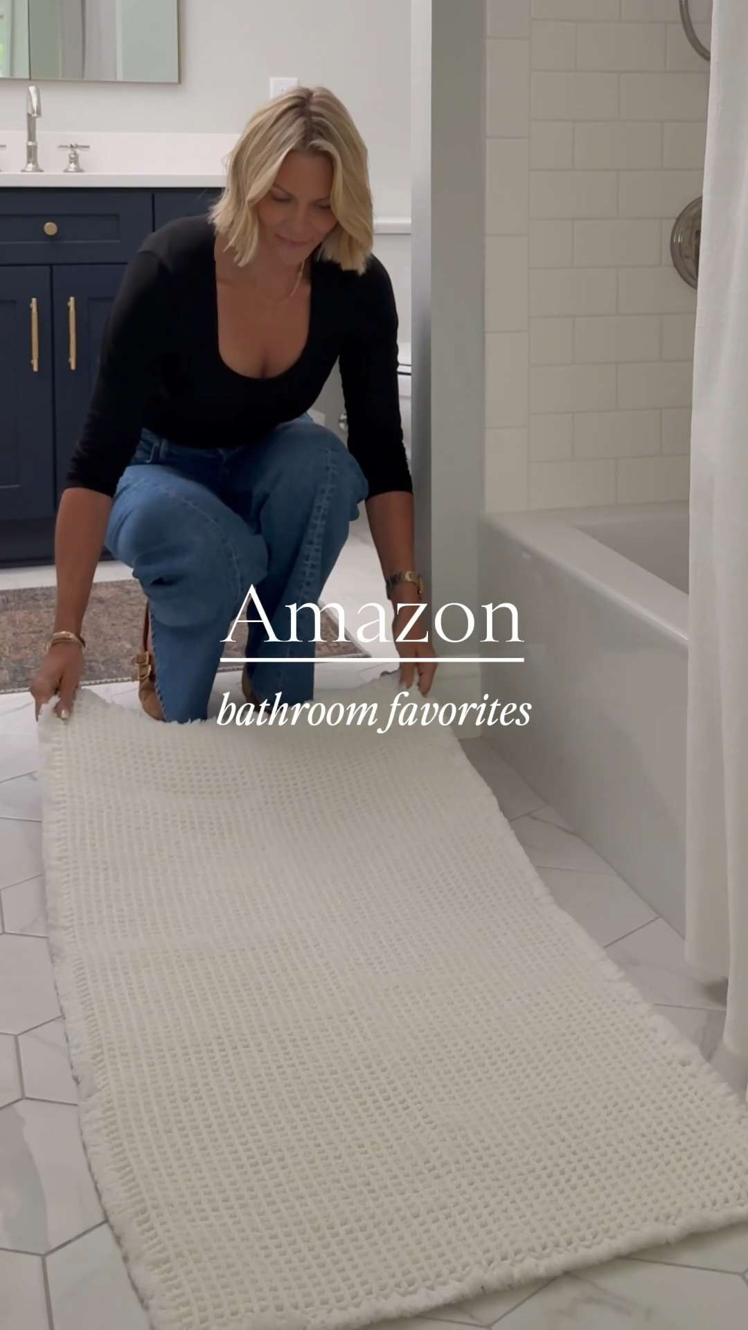 Loving all these new bathroom finds for this newly renovated bathroom! Amazon finds, Amazon bathroom, bath mat, vanity mirror, adhesive toilet paper holder, trash can, basket 

 #LTKSaleAlert #LTKFindsUnder50 #LTKStyleTip