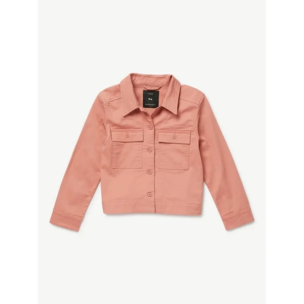 Free Assembly Girls Surplus Shirt Jacket, Sizes 4-18 - Walmart.com | Walmart (US)