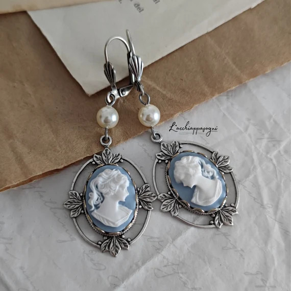 Katherine Pierce Inspired Cameo Earrings - Etsy | Etsy (US)