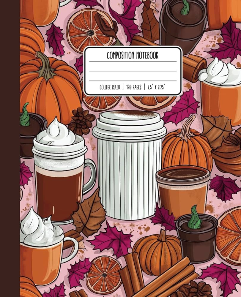 Pink Pumpkin Spice Cafe-Themed Autumn Composition Notebook: Lined College Ruled Journal | Cozy Fa... | Amazon (US)