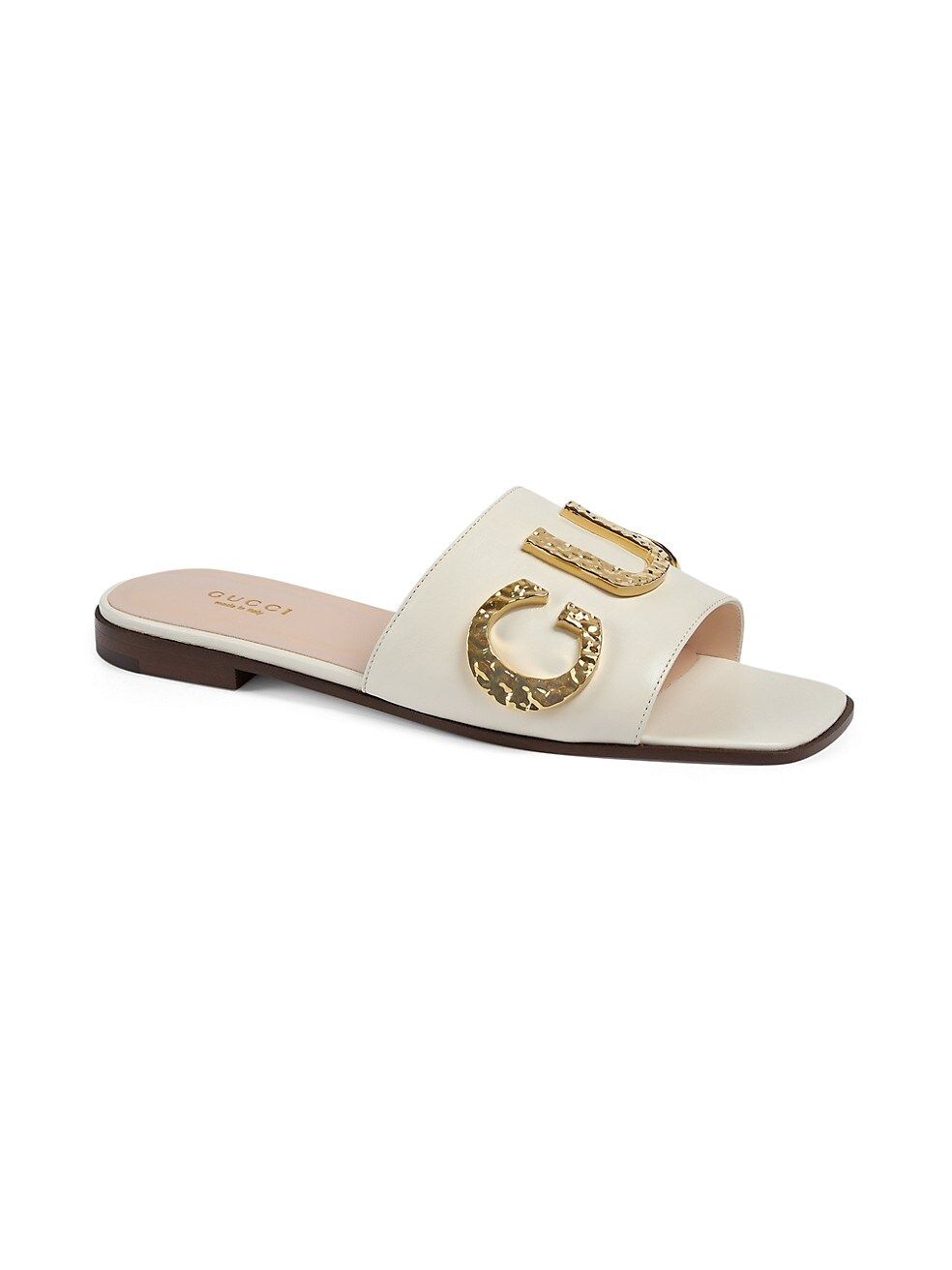 Cara Logo Leather Flat Slides | Saks Fifth Avenue