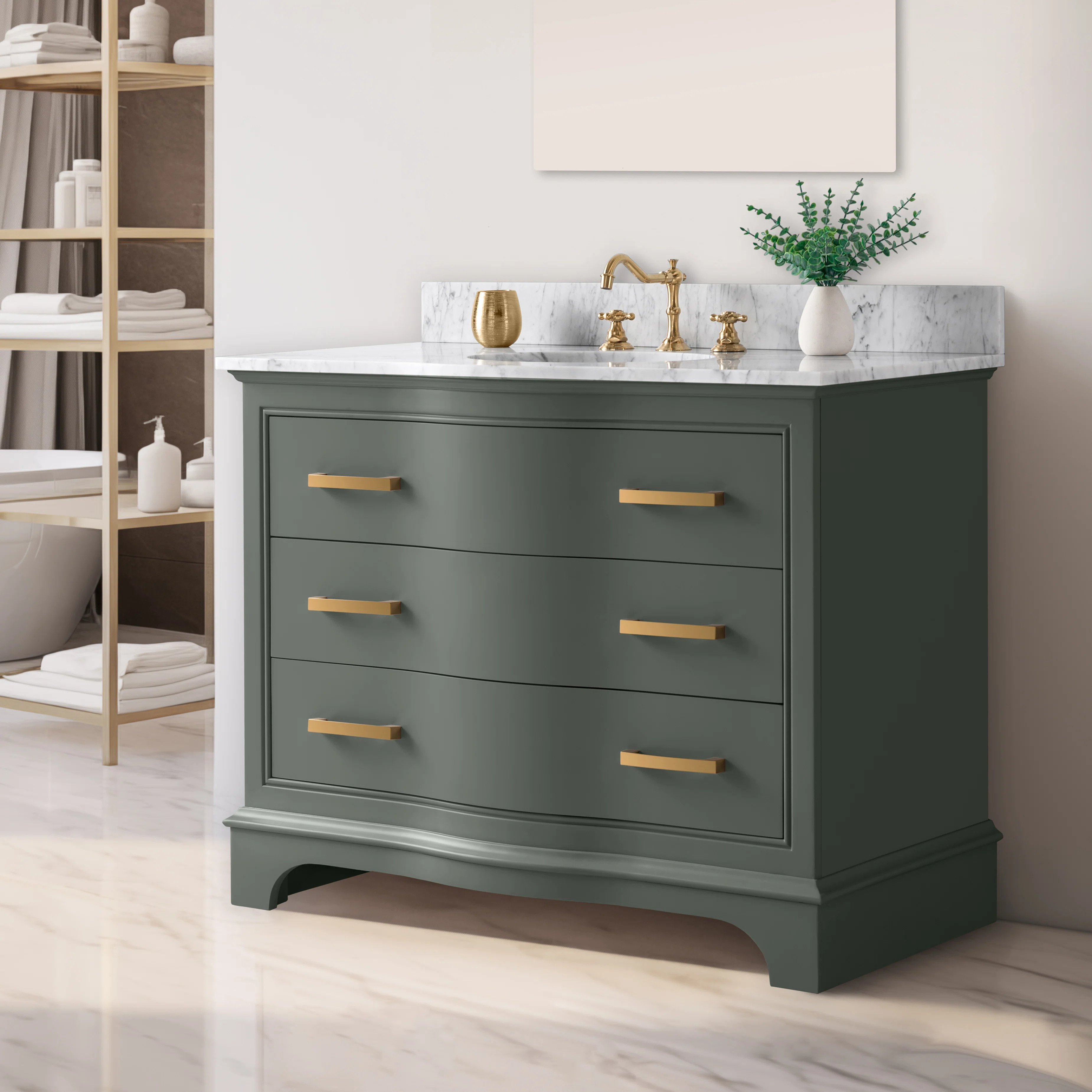 Goleta 42" Single bathroom Vanity with Marble Top | Wayfair North America
