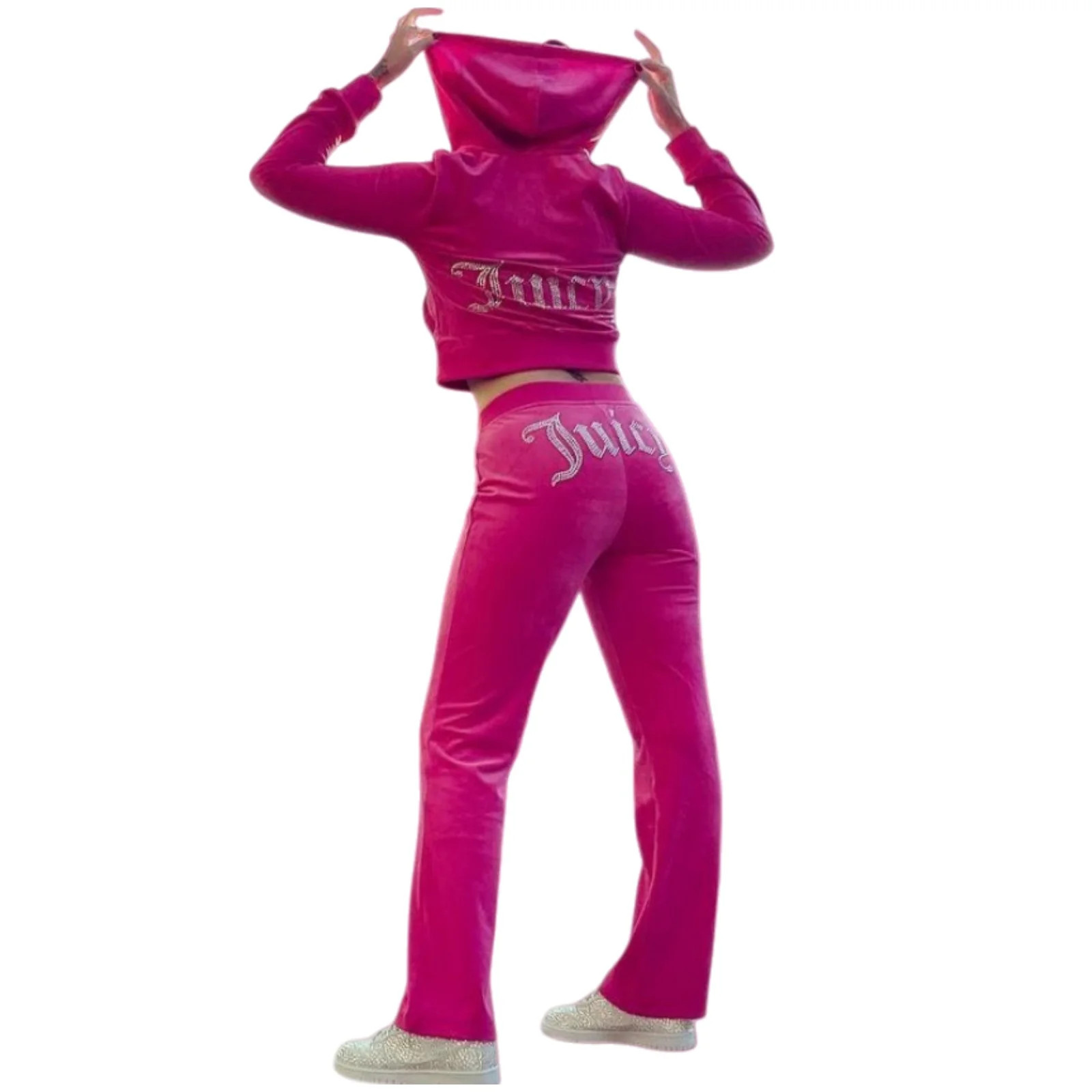 Women’s Casual Tracksuit Two Piece Set Zip Up Hooded Jacket Flare Pants Soft Velour Lounge Outf... | Walmart (US)